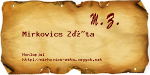 Mirkovics Zéta névjegykártya